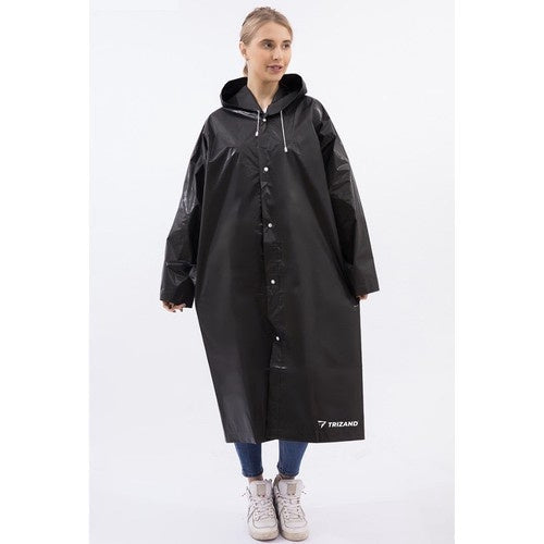 Regnjacka EVA lång med huva svart 110 cm unisex