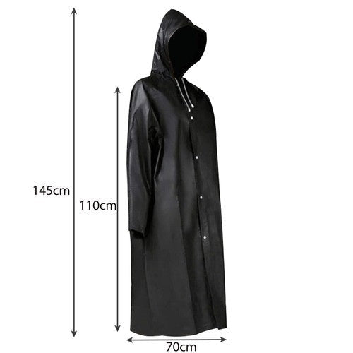 Regnjacka EVA lång med huva svart 110 cm unisex