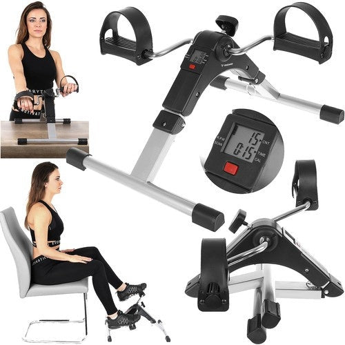 Rehabiliteringscykel 2i1 mini för armar & ben hopfällbar med LCD