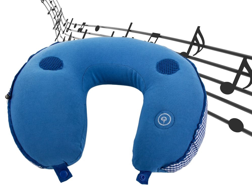 Resekudde nackkudde med vibrationsmassage och högtalare 27x26 cm