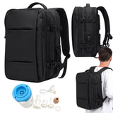 Reseryggsäck 50x36x23 cm med vakuumpump, vakuoficka & laptopfack, svart