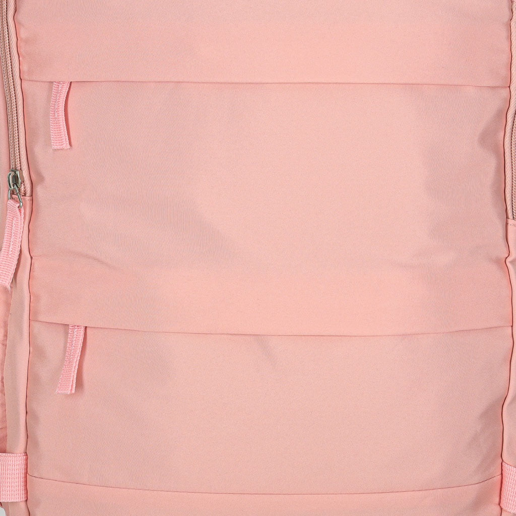 Reseryggsäck rosa 45x30 cm 3 fack med utvidgbart bottenfack