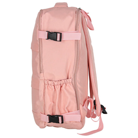 Reseryggsäck rosa 45x30 cm 3 fack med utvidgbart bottenfack