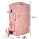 Reseryggsäck rosa 45x30 cm 3 fack med utvidgbart bottenfack