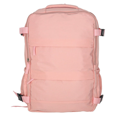 Reseryggsäck rosa 45x30 cm 3 fack med utvidgbart bottenfack