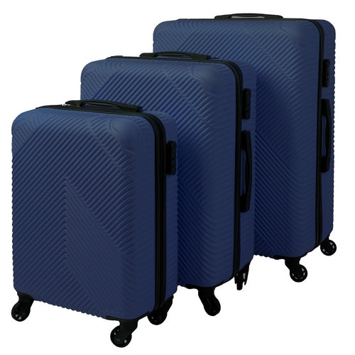 Resväskset 3-pack ABS marinblå 54/65/74 cm med 360° hjul kodlås