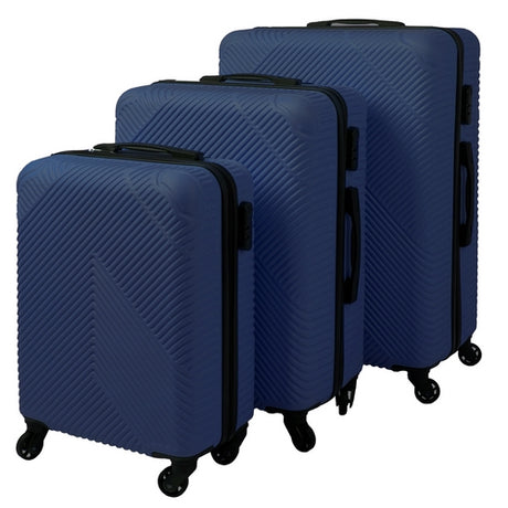 Resväskset 3-pack ABS marinblå 54/65/74 cm med 360° hjul kodlås