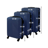 Resväskset 3-pack ABS marinblå 54/65/74 cm med 360° hjul kodlås