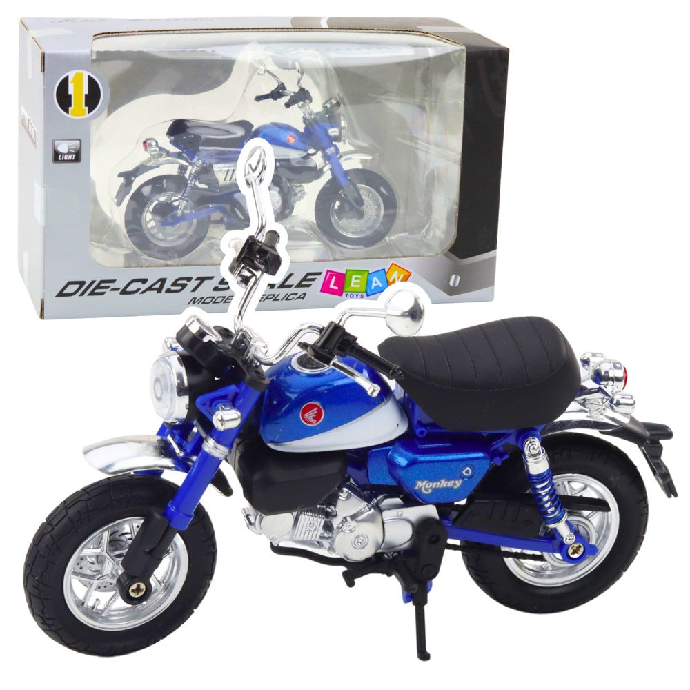 Retro motorcykelmodell blå 14,5 cm metall/plast med belysning