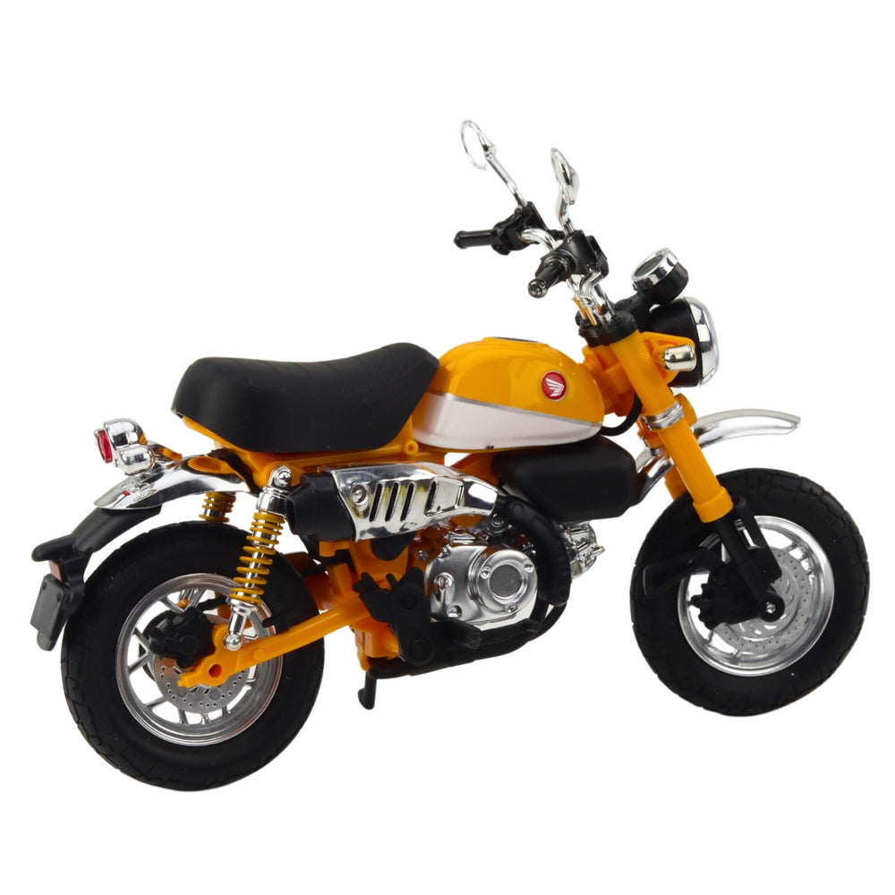 Retro motorcykelmodell i metall/plast gul 14,5 cm med ljus 3x AG13