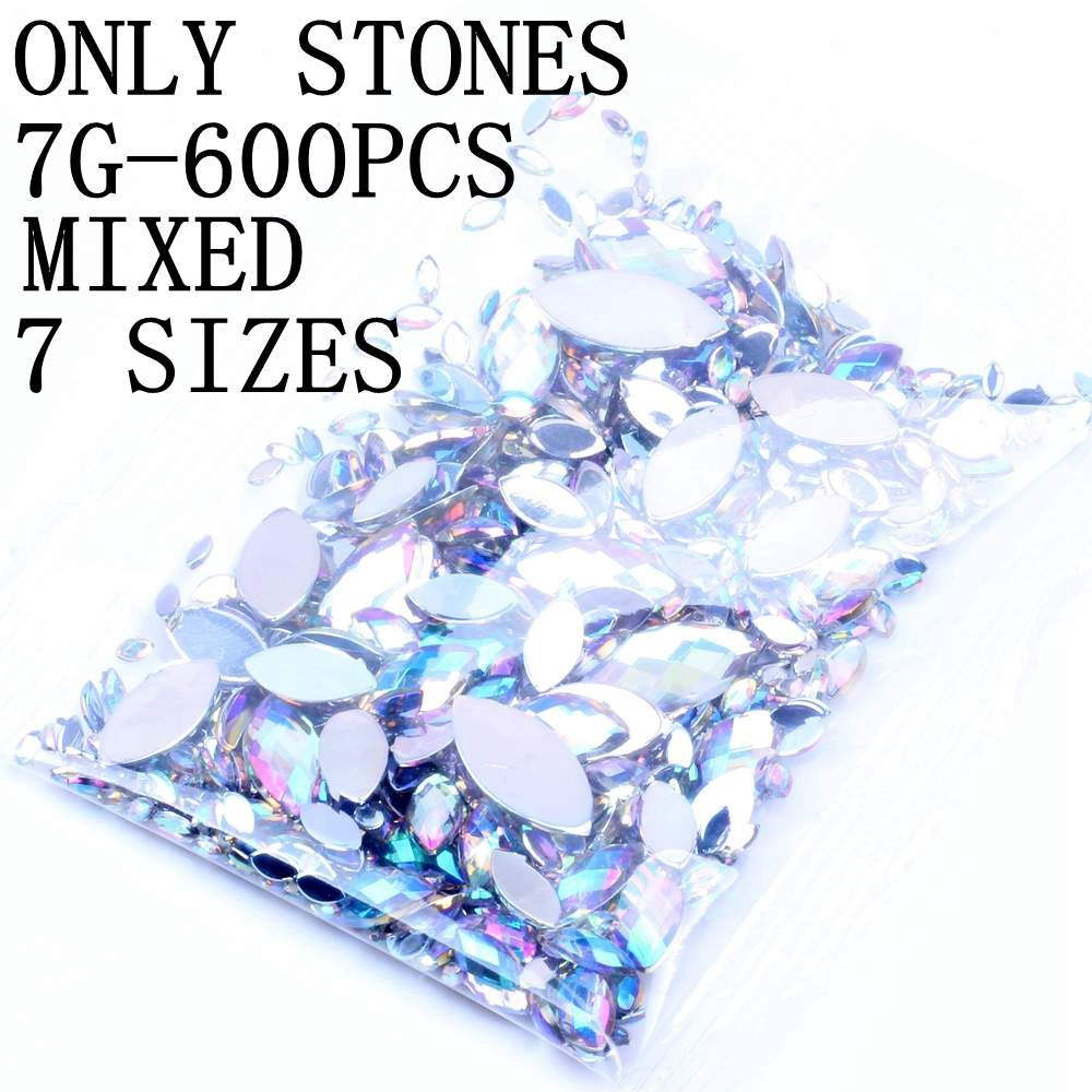 Rhinestones för naglar mixade storlekar 7 stl ca 600 st