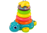Ringpyramid sköldpadda med ljud och ljus, 4 ringar, från 6 mån
