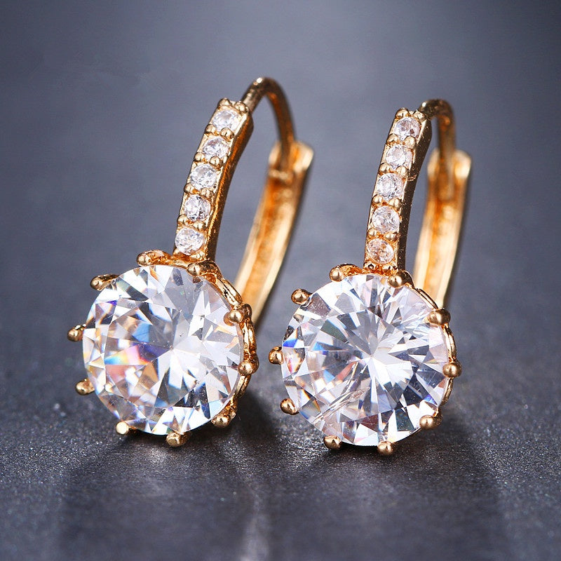 Ringörhängen metall 1,5 cm med diamant 1 cm, silver eller guld