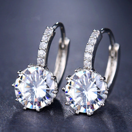 Ringörhängen metall 1,5 cm med diamant 1 cm, silver eller guld