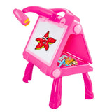 Ritbord med projektor 2-i-1 rosa, 24 motiv, 12 pennor + 12 kritor