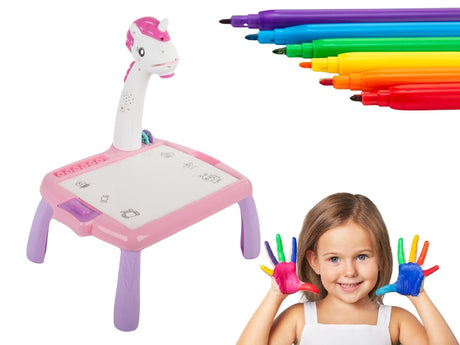 Ritbord med projektor och ljud 24 motiv rosa 12 pennor set