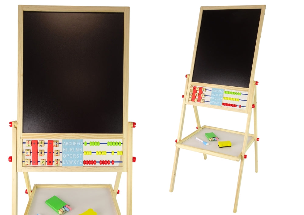 Rit- och skrivtavla i trä 2-i-1 svart tavla/magnetisk whiteboard 101 cm