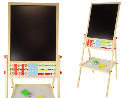 Rit- och skrivtavla i trä 2-i-1 svart tavla/magnetisk whiteboard 101 cm