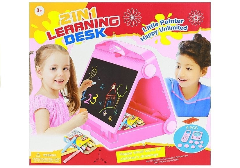 Rit- och skrivtavla vikbar med kritor & pennor set, från 3 år