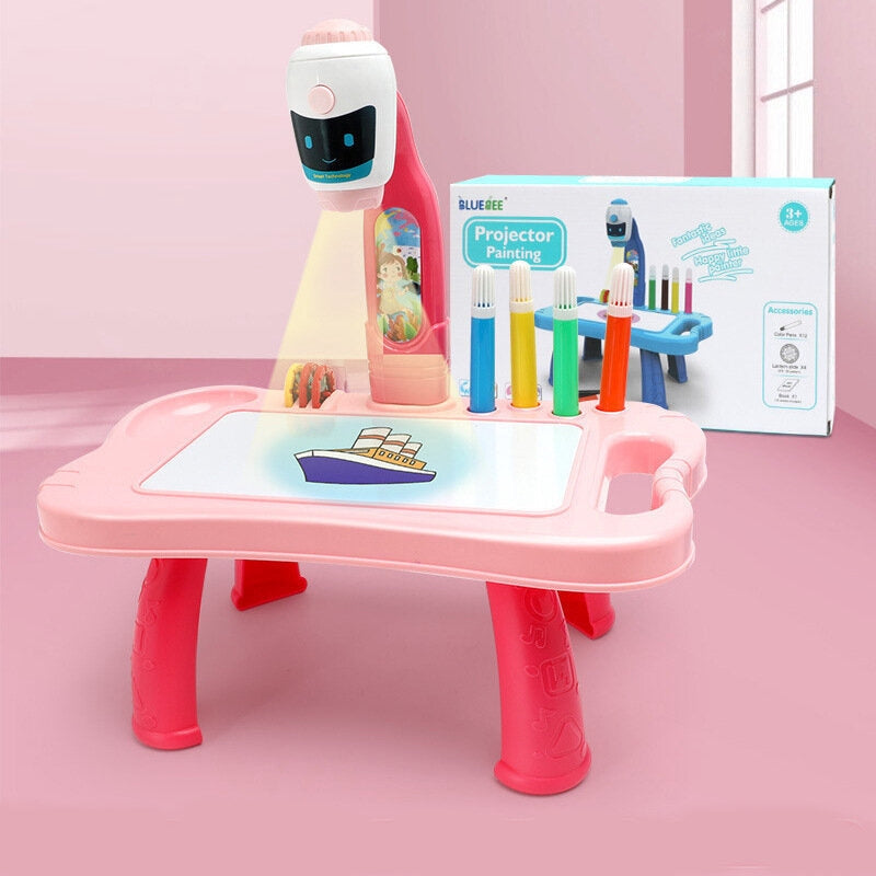 Ritprojektor bord robot 2-i-1 rosa, 24 mönster, från 3 år