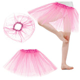 Rosa tyll tutu-kjol barn 3 lager elastisk midja 29 cm