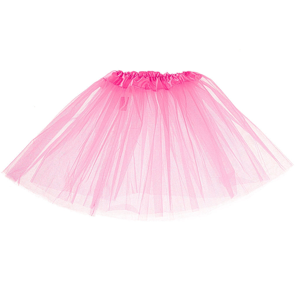 Rosa tyll tutu-kjol barn 3 lager elastisk midja 29 cm