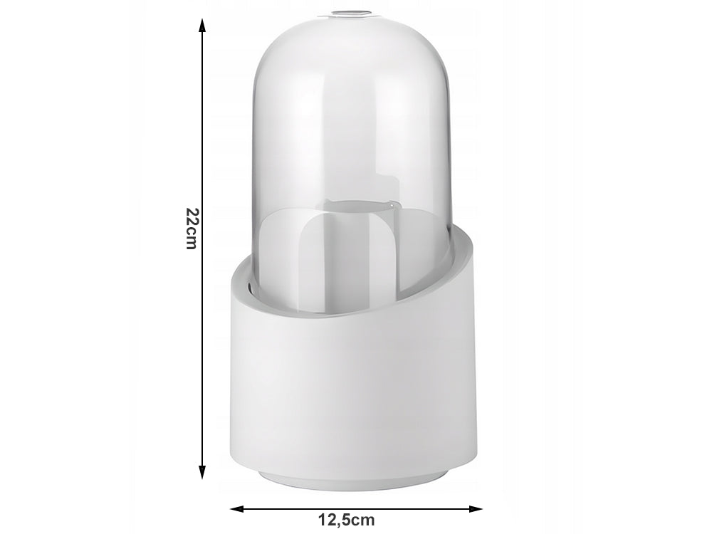 Roterande sminkförvaring med lock 7 fack plast vit 22 cm