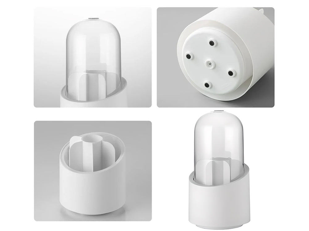 Roterande sminkförvaring med lock 7 fack plast vit 22 cm