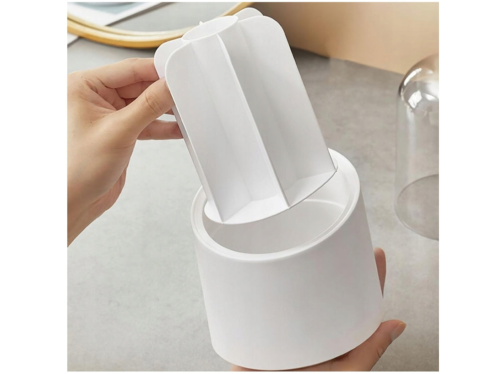 Roterande sminkförvaring med lock 7 fack plast vit 22 cm