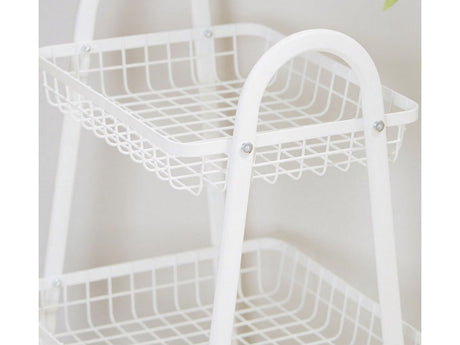 Rullvagn 3 hyllplan metall vit med hjul 78x40x32 cm