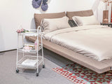 Rullvagn 3 hyllplan metall vit med hjul 78x40x32 cm