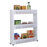Rullvagn smal med hjul 3 hyllor vit 72x12,5x54,5 cm