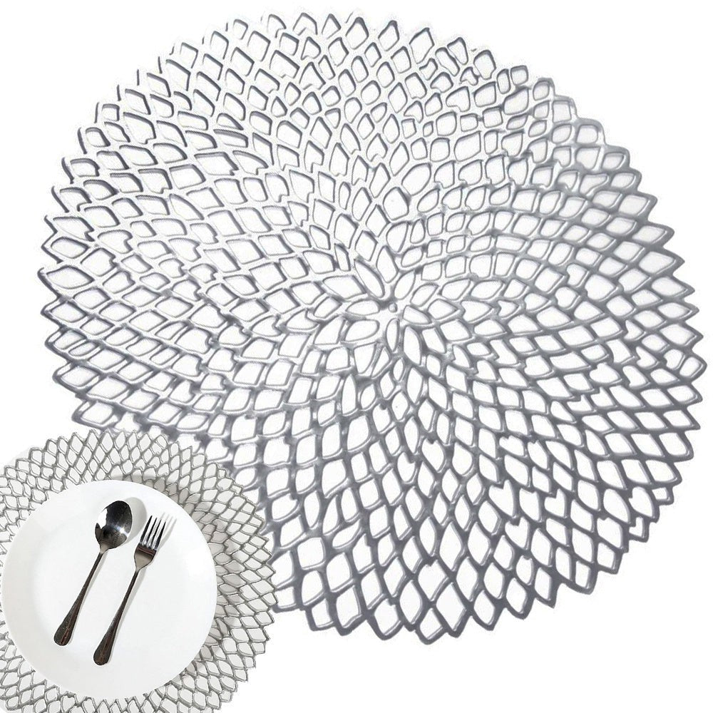 Rund bordstablett i plast silver Ø41 cm 1-pack