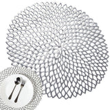 Rund bordstablett i plast silver Ø41 cm 1-pack