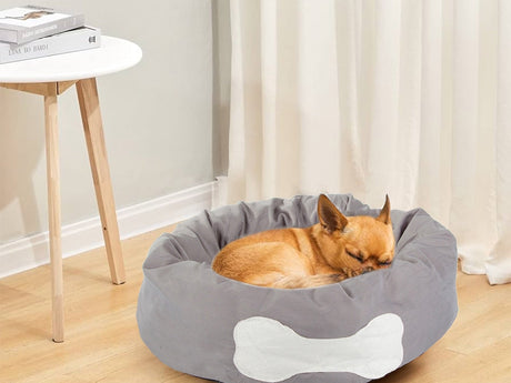 Rund hundbädd/kattbädd 50 cm med upphöjda kanter, blandade färger