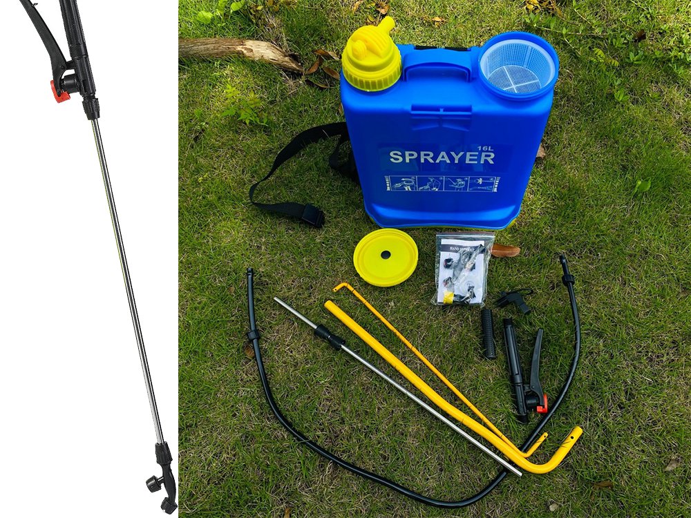 Ryggburen tryckspruta 20 L 4 bar med lans 75 cm slang 110 cm blå