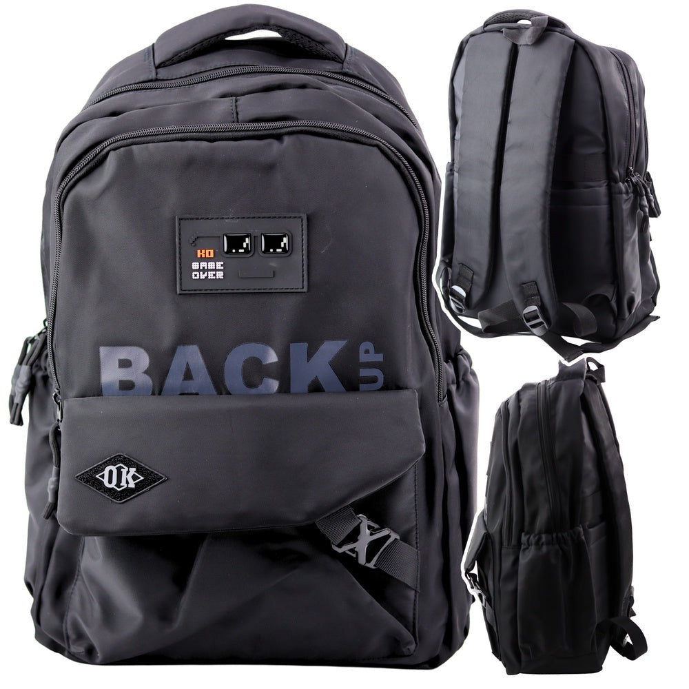 Ryggsäck 23L svart 46x33x15 cm med 2 fack och 6 fickor