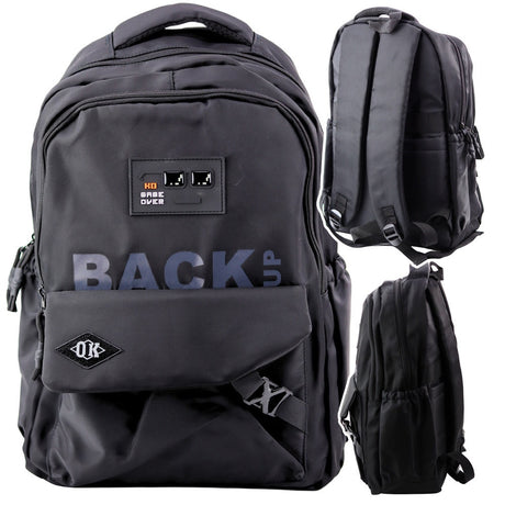 Ryggsäck 23L svart 46x33x15 cm med 2 fack och 6 fickor