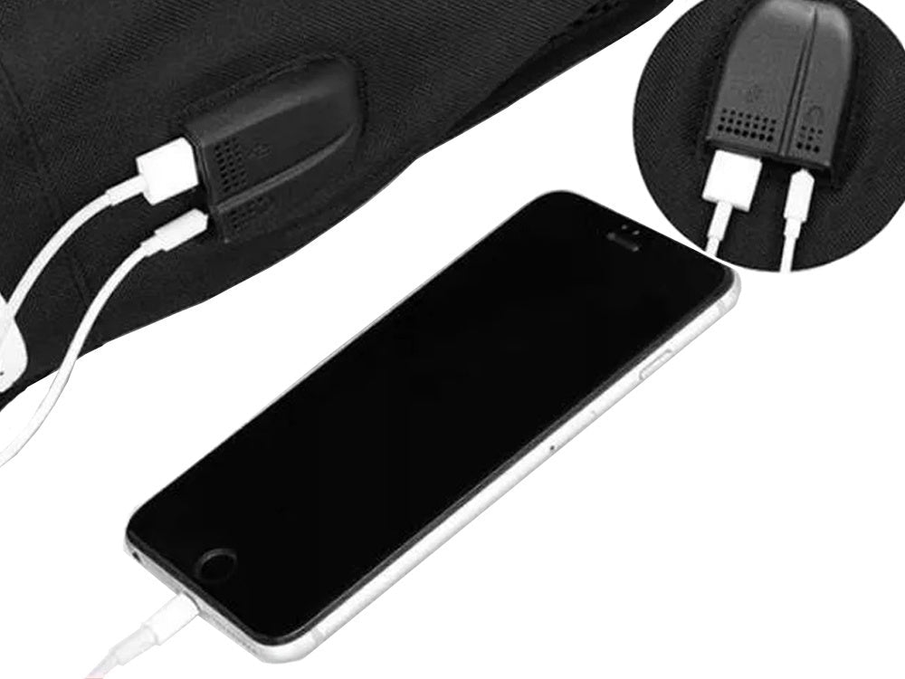 Ryggsäck ungdom med USB-uttag reflekterande svart 40x32x15 cm