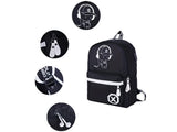 Ryggsäck ungdom med USB-uttag reflekterande svart 40x32x15 cm