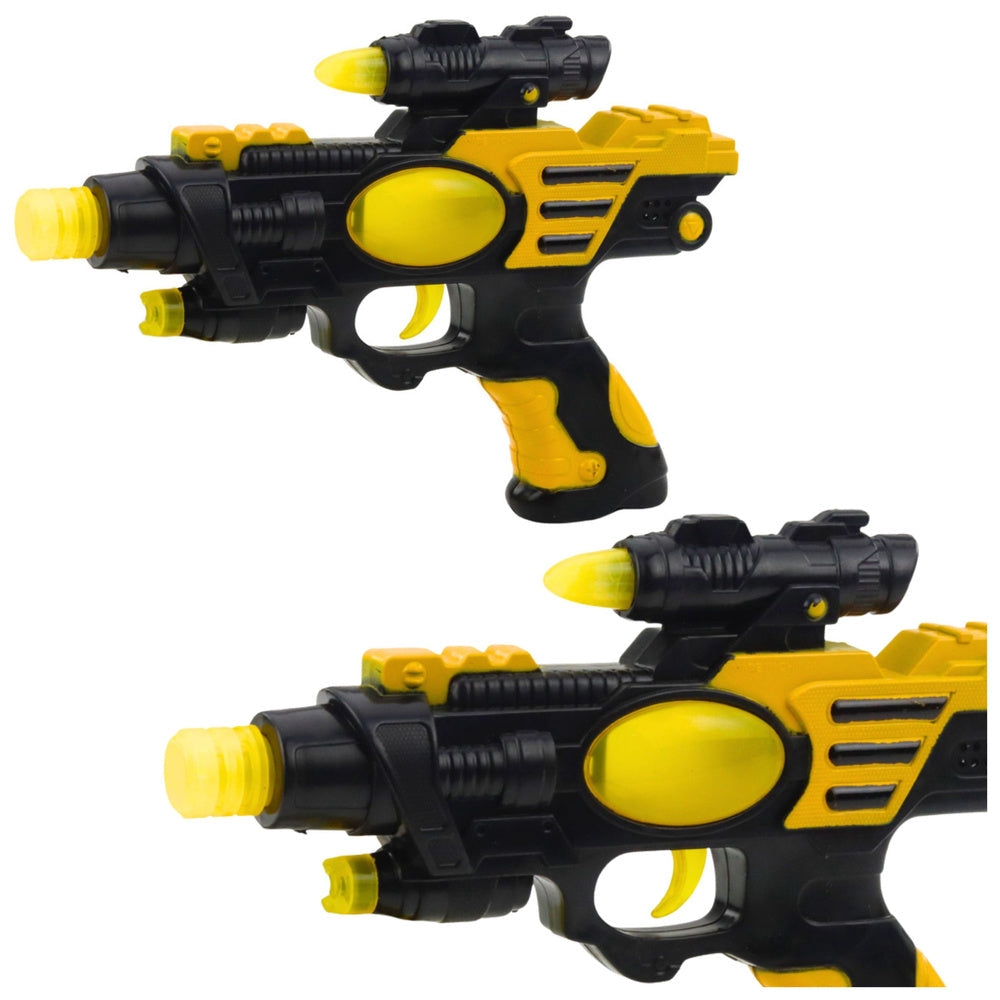 Rymdpistol leksak med ljus och ljud 25 cm svart/gul