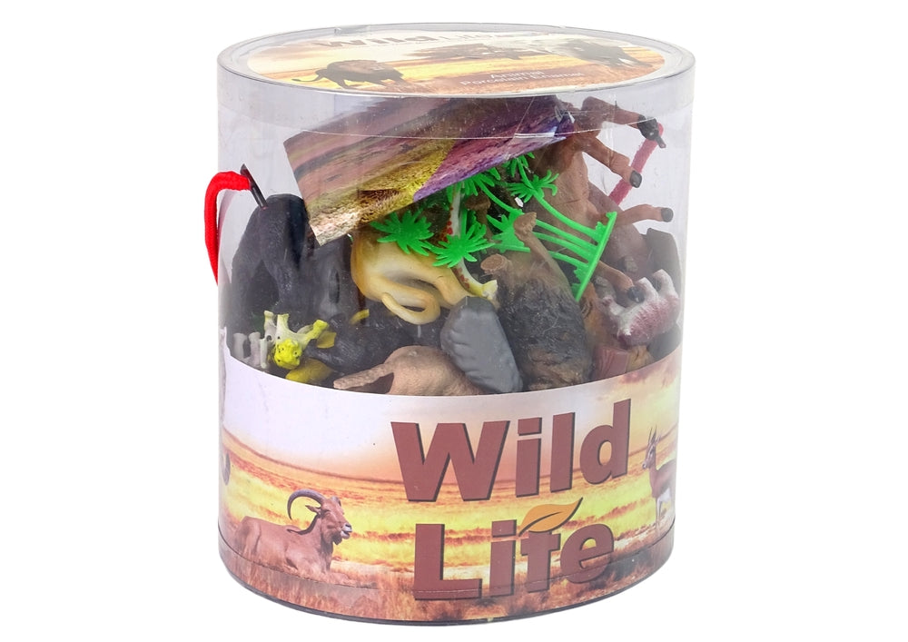 Safari djurfigurer set 34 delar i plast/gummi med tillbehör