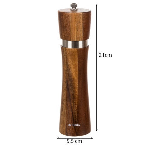 Salt- och pepparkvarn set 2-pack akaciaträ 21 cm keramisk kvarn