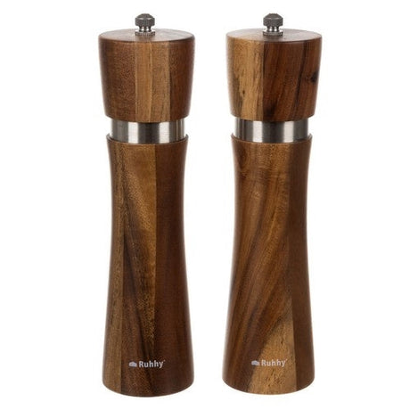 Salt- och pepparkvarn set 2-pack akaciaträ 21 cm keramisk kvarn