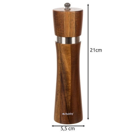 Salt- och pepparkvarn set 2-pack akaciaträ 21 cm keramisk kvarn