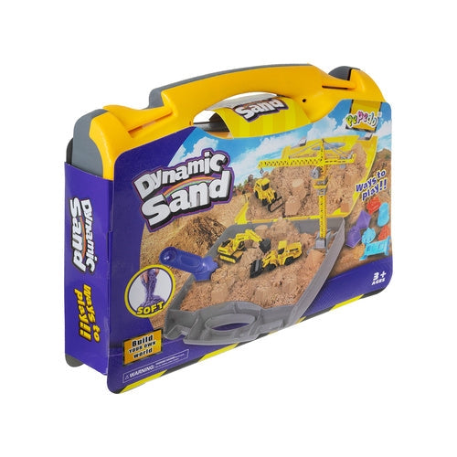 Sandbyggset mobil sandlåda i resväska med kran, 3 fordon, 750 g sand