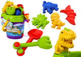 Sandleksaksset med hink och dusch, dinosauriemotiv, 10 delar 3+ år