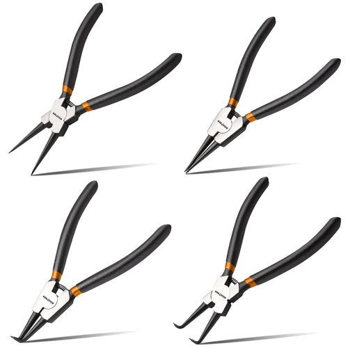 Seegerringtångset 4-pack inre/yttre rak & böjd, fjäder, stål