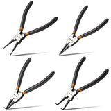 Seegerringtångset 4-pack inre/yttre rak & böjd, fjäder, stål