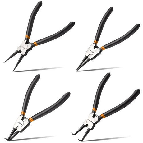 Seegerringtångset 4-pack inre/yttre rak & böjd, fjäder, stål